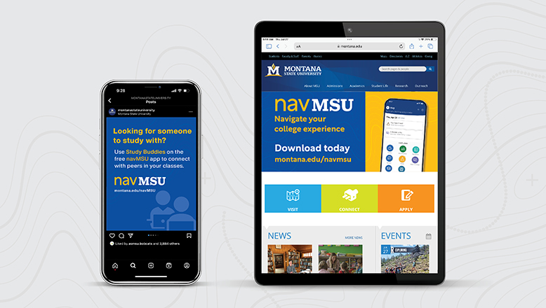 nav MSU digital graphics across different screens such as a mobile phone and tablet