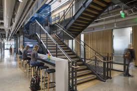 Image of stairwell in NAH with students sitting to the side