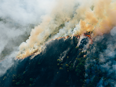 wildfire on mountain