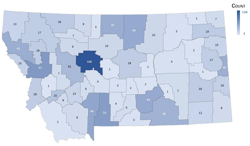 country frequency of responses