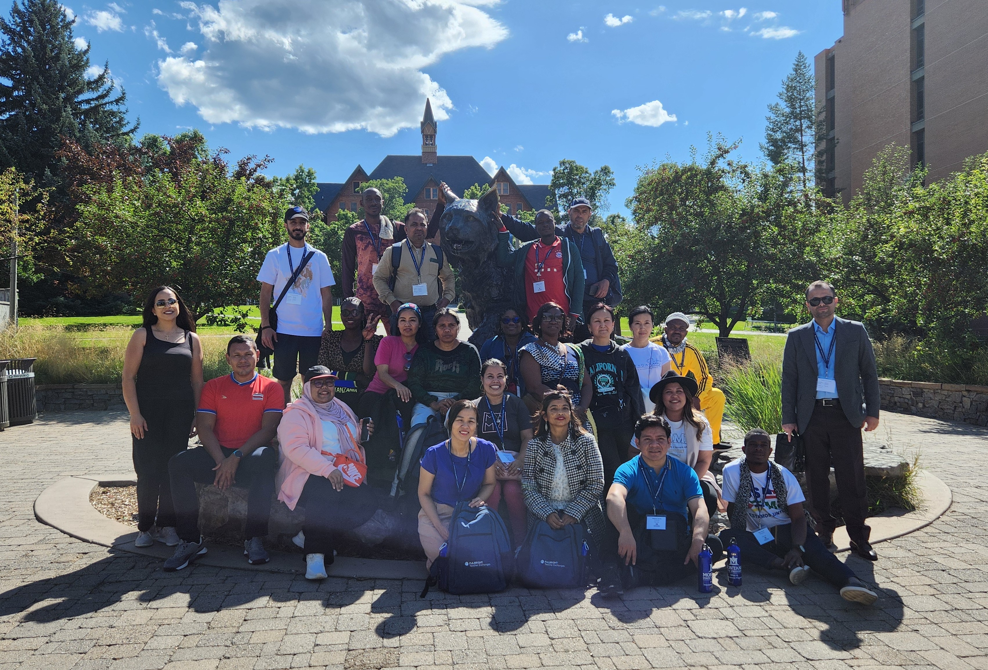 FTEA participants standing in front of the Bobcat Statue