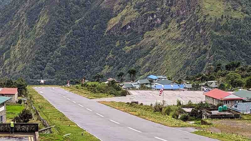 View of the tarmac at the Lukla airport.