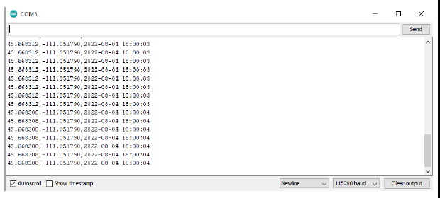 GPS output in serial monitor