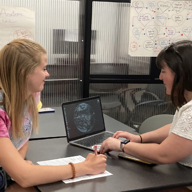 Abby Bernard Conducts a tutoring session for the MSU Writing Center