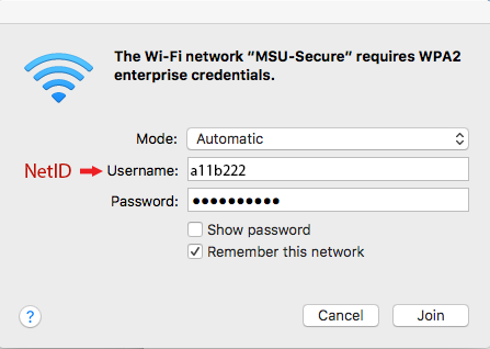 Wi-Fi network login window